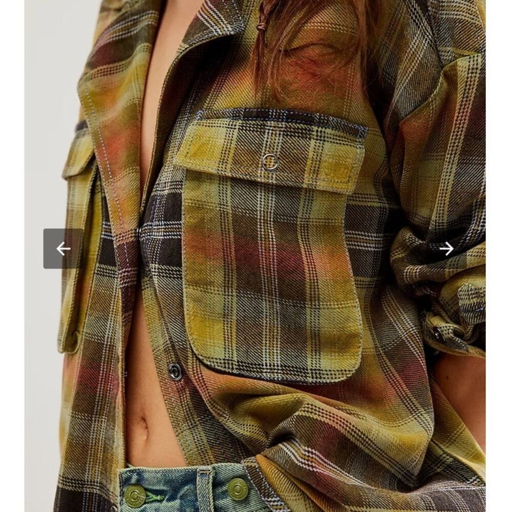 Free People Izzy Olive Combo Shirt/Shacket XS/SM/MD NWT - Picture 2 of 11